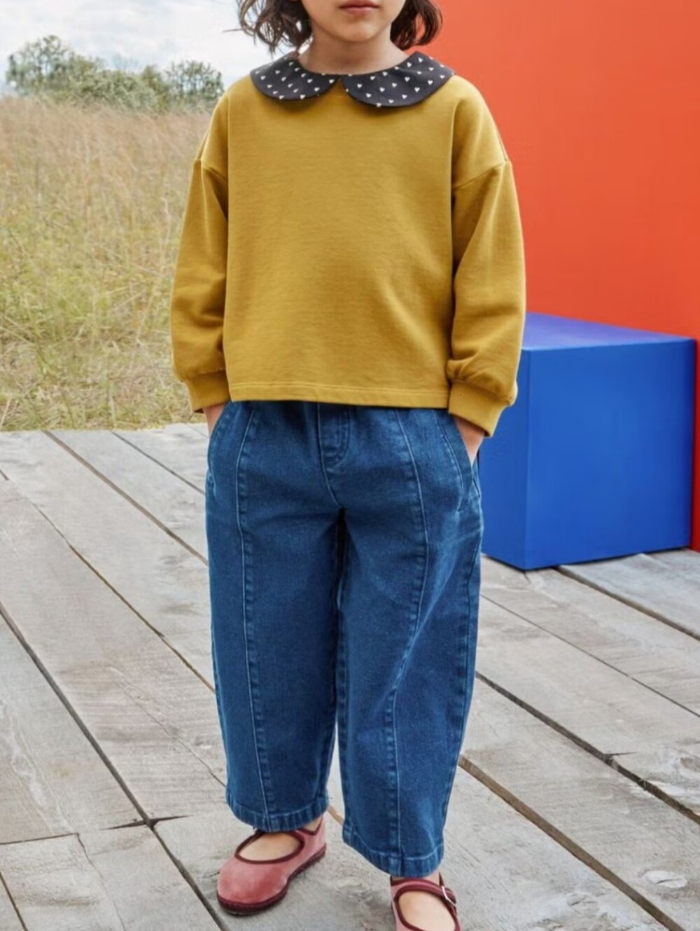 Hanna Andersson Kids Denim Barrel Pants Sizr 6-7